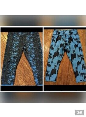 Kyodan reversible yoga pants crop blue & black Woman's Size Medium